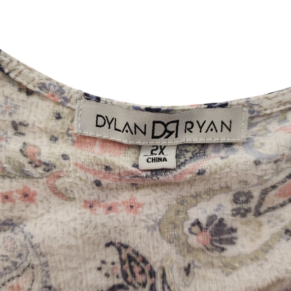 Dylan Ryan Paisley Kimono Cardigan Boho Swimsuit Cover Womens Size 2XL - Picture 3 of 5